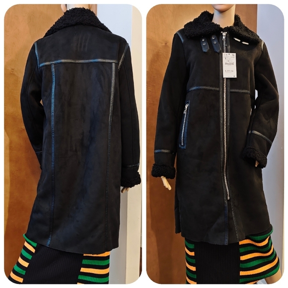❤️ LAST size S ZARA LONG FAUX SUEDE COAT - Picture 1 of 14